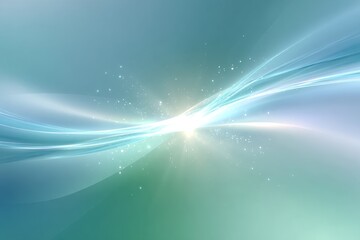 An abstract background with light blue and green flowing waves and sparkling elements, creating a modern and elegant visual effect.