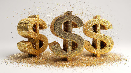 Gold 3D Coins with Dollar Sign Financial Illustration on Transparent Background