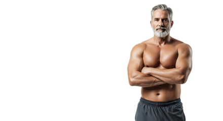 Muscular Senior Man Posing with Arms Crossed