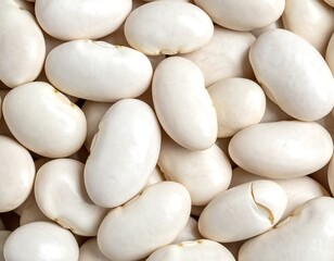 Close-up view of many white beans