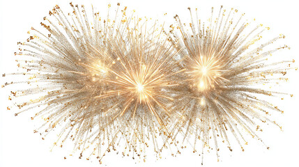Brilliant Radial Golden Fireworks Glowing Festive Design on Transparent Background