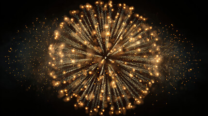 Brilliant Radial Golden Fireworks Glowing Festive Design on Transparent Background