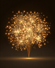 Brilliant Radial Golden Fireworks Glowing Festive Design on Transparent Background