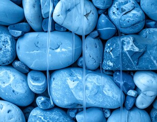 Close-up view of smooth, blue stones