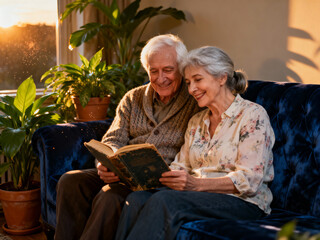elderly woman reading a book