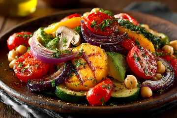 Vibrant Vegetable Medley on a Rustic Plate