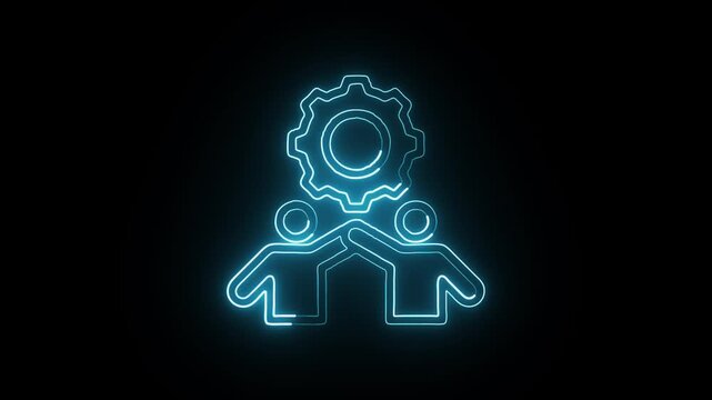 Employee Engagement Icon Isolated on Black Background, HD Video Animation