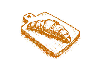 Croissant hand drawn sketch vector illustration