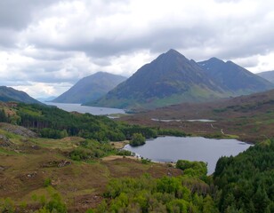 Panoramic Highland loch landscape