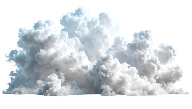 Soft fluffy white smoke cloud, isolated on transparent background 