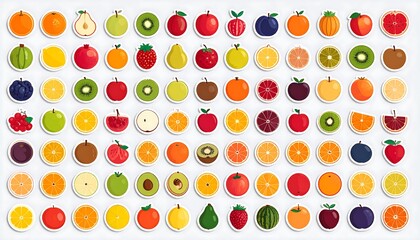 Colorful fruit slices arranged in a grid