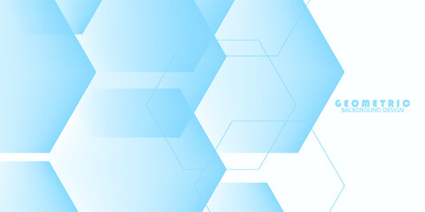 Abstract blue geometric hexagon shapes on white background with space for your text. Futuristic technology. vector ilustration, website, poster
