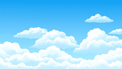 Cartoonish sky with puffy white clouds