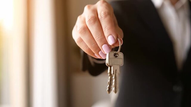 Real Estate Agent Handing Over Keys