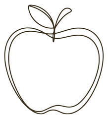 Minimalist line drawing of a fruit with stem and leaves apple line art