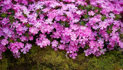 Obraz premium Pink Creeping Phlox Subulata Moss Making Background