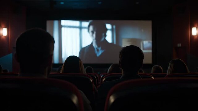 People Watching Movie in Cinema