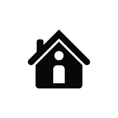 Simple Black House Icon: Minimalist Home Symbol, Modern Design, Clean Style