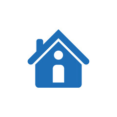 Simple Blue House Icon: Minimalist Home Symbol, Modern Design, Clean and Friendly.