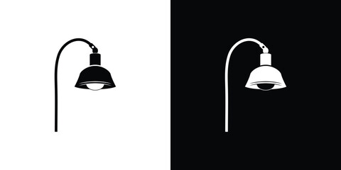 Fototapeta premium Monochromatic Icon: Elegant Bell-Shaped Outdoor Lamp Post, Minimalist Design, Black and White.