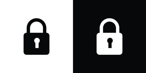 Simple Padlock Icon: Black and White Minimalist Security Symbol for Website or App Design.