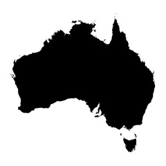 Obraz premium Editable black vector silhouette of the country of Australia.
