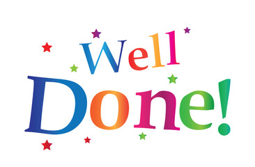 Colorful Well Done Text with Stars 