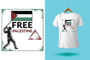 Free Palestine design with Palestine flag. Designing elements for placard, poster, banner, t-shirt.