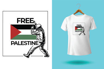 Free Palestine design with Palestine flag. Designing elements for placard, poster, banner, t-shirt.