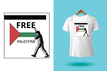 Free Palestine design with Palestine flag. Designing elements for placard, poster, banner, t-shirt.