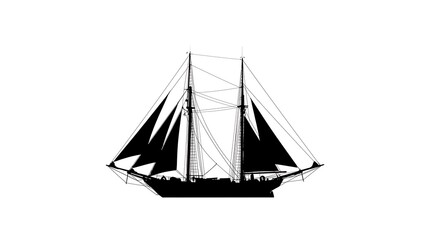 Obraz premium Sailboat silhouette floating above plain white background