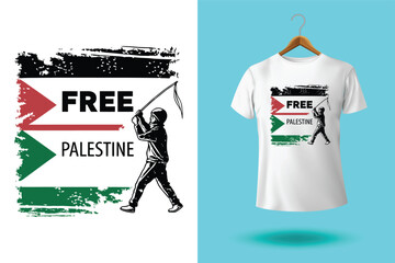 Free Palestine design with Palestine flag. Designing elements for placard, poster, banner, t-shirt.