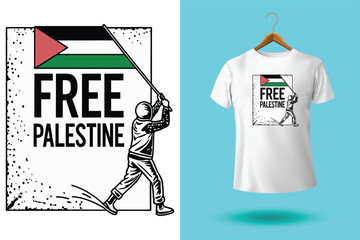 Free Palestine design with Palestine flag. Designing elements for placard, poster, banner, t-shirt.