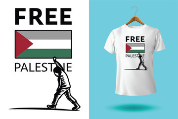 Free Palestine design with Palestine flag. Designing elements for placard, poster, banner, t-shirt.