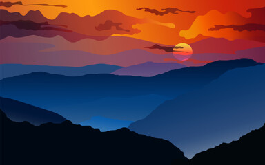 sunset in mountains