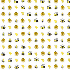 pola mulus transparan dengan lebah lucu dengan madu kuning untuk wallpaper ponsel dan tablet. sumber daya grafis berwana kuning dan coklat. dekorasi kertas dan kain. seni ilustrasi pola mulus.