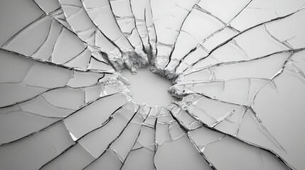 Shattered Glass Surface with Central Impact