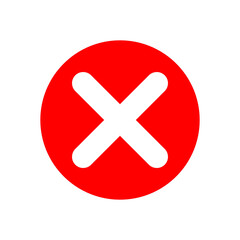 Red circle with white cross symbol for incorrect or no answer