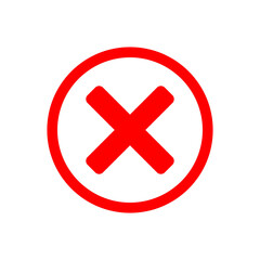 Red x mark inside a red circle on a white background