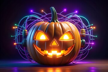 halloween pumpkin on dark background symbol design icon 
