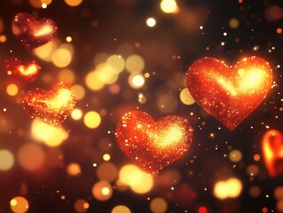 Sparkling hearts and bokeh lights create a magical valentine's day atmosphere