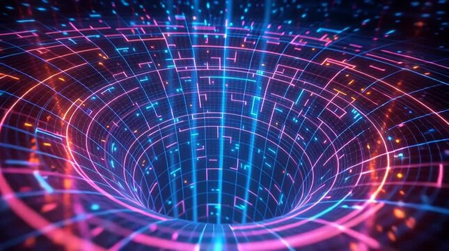 High-tech holographic firewall surrounding virtual network nodes, glowing neon barriers, digital energy flows, futuristic network protection, secure environment, cyber defense visualization, floating  - Powered by Adobe