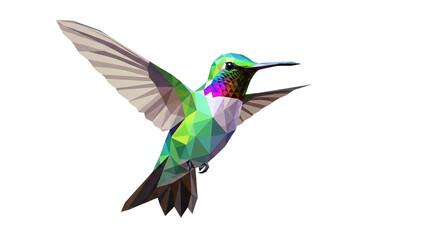 Fototapeta premium Hummingbird with wings spread isolated on white background.