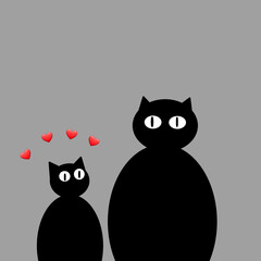 black cat with hearts © adonay