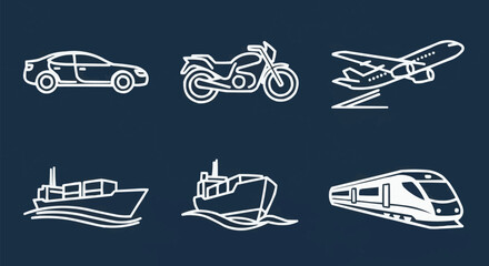 transportation icons set
