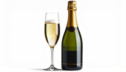Sleek Minimalist Bottle of Champagne and Flute Glass