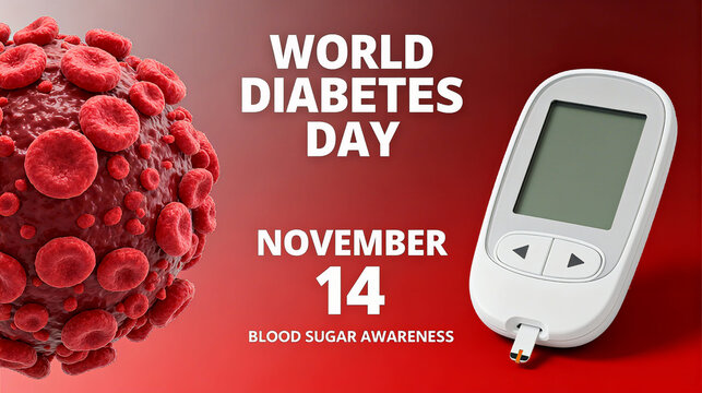 The blood cell and blood glucose meter represents the world diabetes day and the concept of blood glucose cognition, and is applicable to the science popularization scene of diabetes day.
