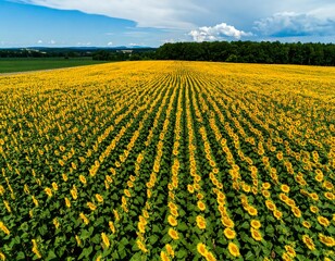 Panoramic view of a vast sunflower field
