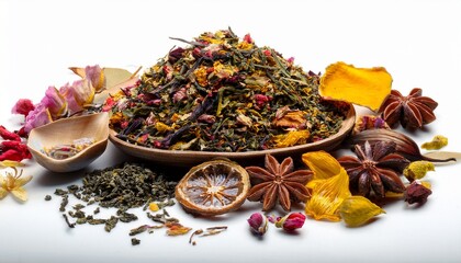 An Exquisite Selection Of Loose Leaf Teas And Dried Flowers For A Soothing And Relaxing Brew Experience Isolated On A Transparent Background