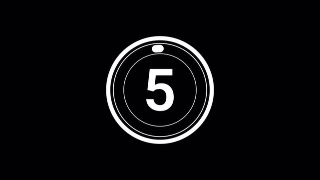 five second countdown timer animation from 10 to 0 on a transparent background